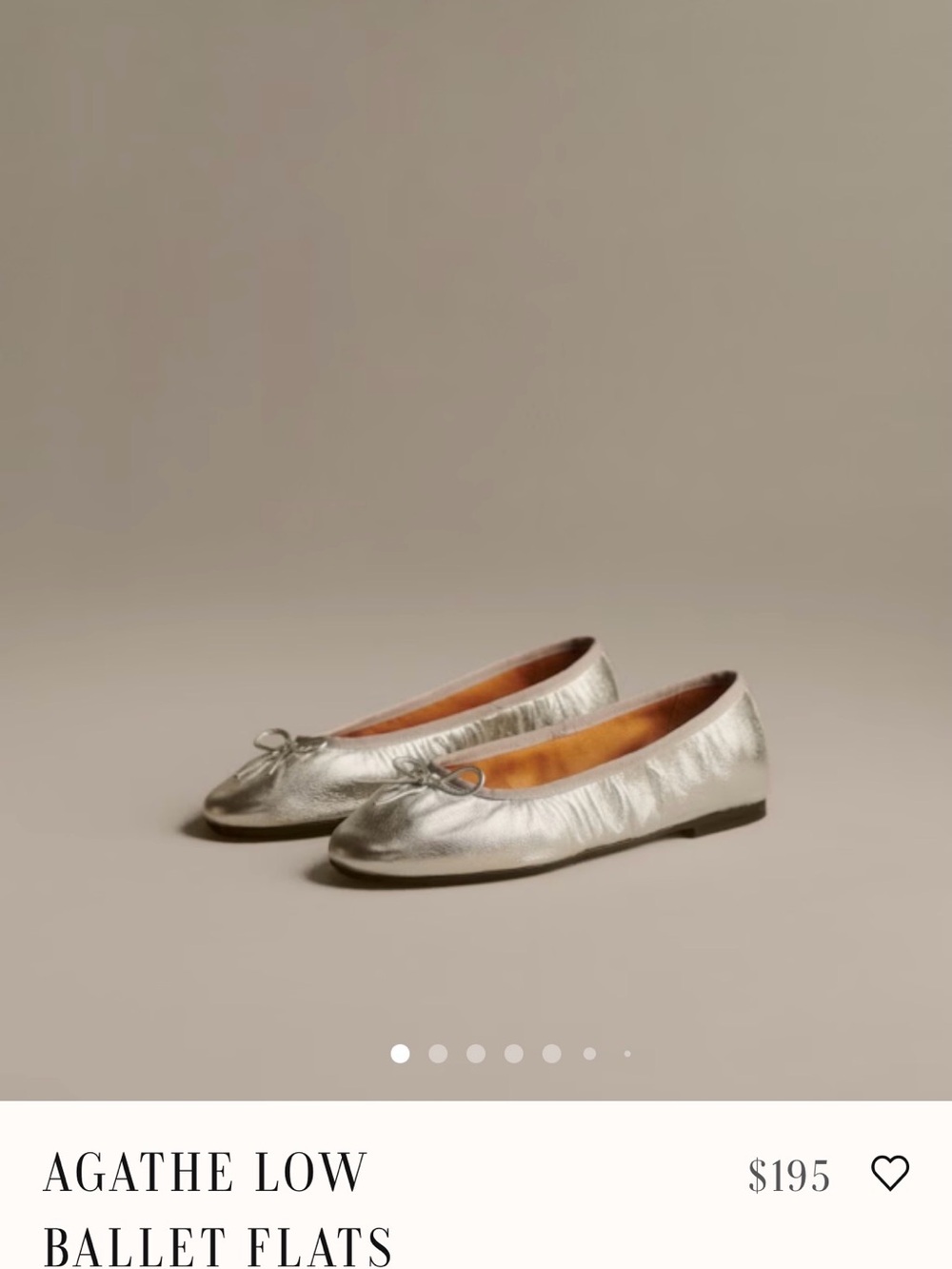 Sezane Agathe Low Ballet Flats - Metallic Silver